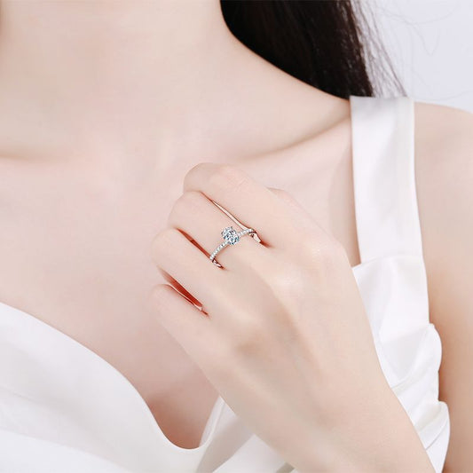 Simple Big Diamond Wedding Ring Moissanite Ring Women